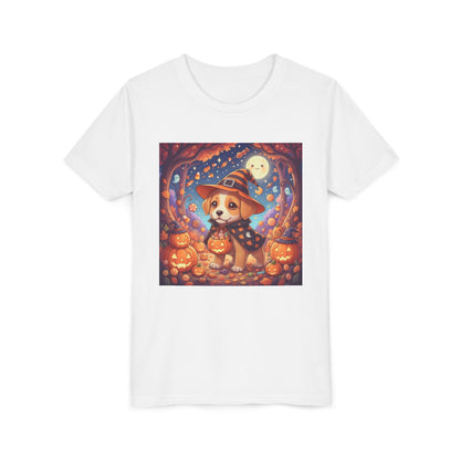 Halloween cute puppy anime style 1 Youth Tee, Short Sleeve T-Shirt, Kids Halloween Apparel, Cute Dog Tee, Fall Outfit for Children