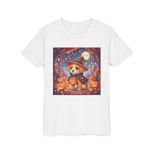 Halloween cute puppy anime style 1 Youth Tee, Short Sleeve T-Shirt, Kids Halloween Apparel, Cute Dog Tee, Fall Outfit for Children