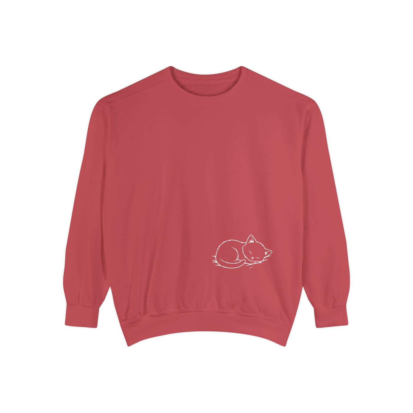 Sleeping cat (White) shadow style 2 Cozy Graphic Unisex Crewneck Sweatshirt