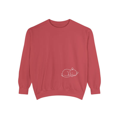 Sleeping cat (White) shadow style 2 Cozy Graphic Unisex Crewneck Sweatshirt