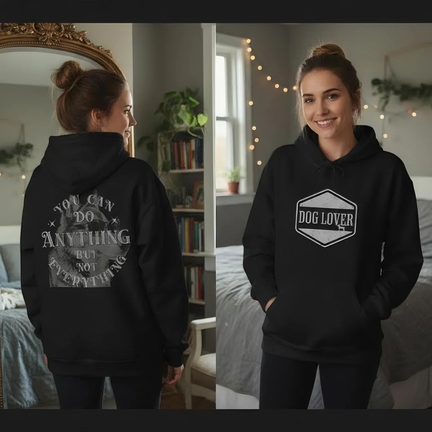 Dog Lover plus Slogan on Back Unisex Pullover Hoodie showcasing a vintage badge and thoughtful slogan on back.