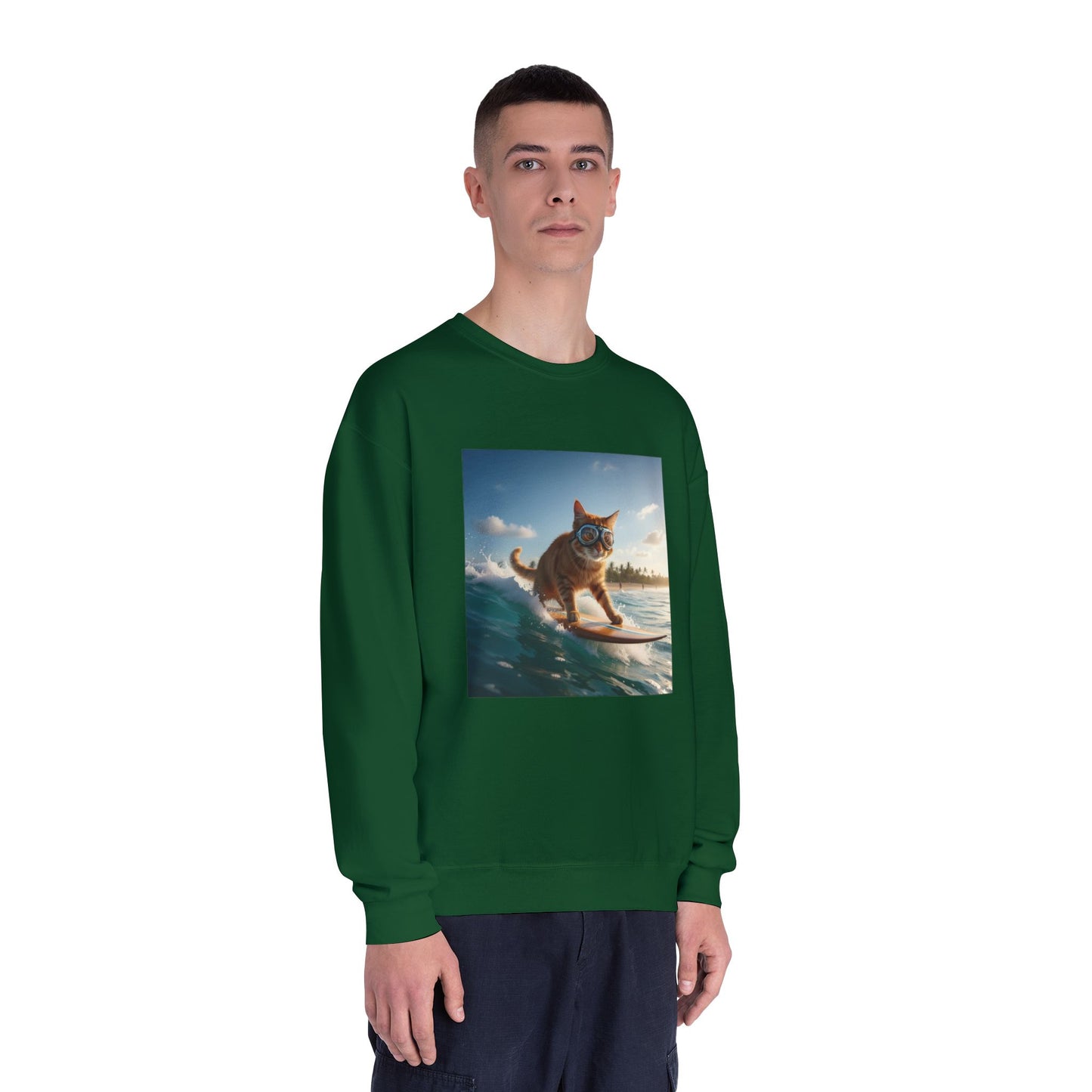 Surfing Cat Unisex NuBlend Crewneck Sweatshirt style 1