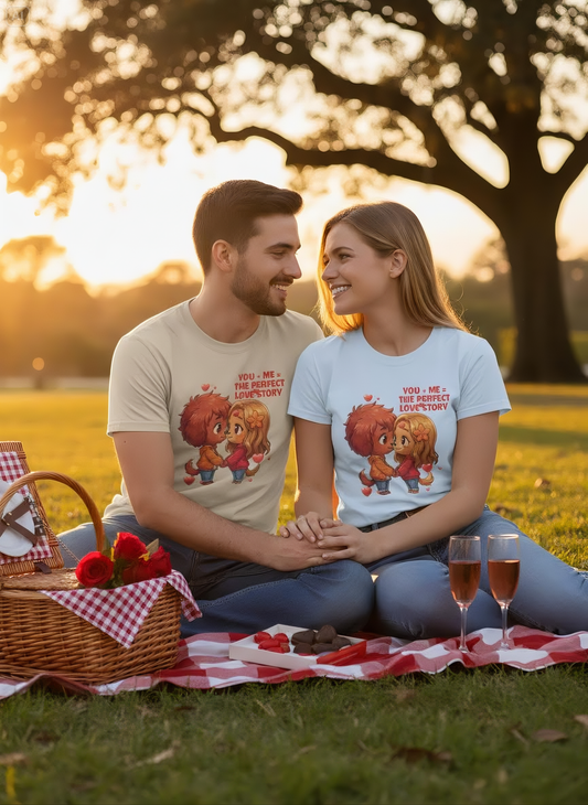 You + Me = The Perfect Love Story Dog Couple Unisex T-shirt