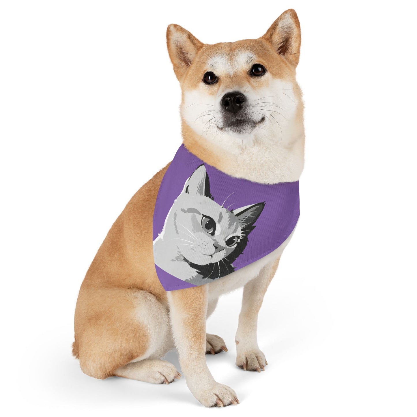 Cat head Bandana Collar Cats and Dogs Accessory Purple