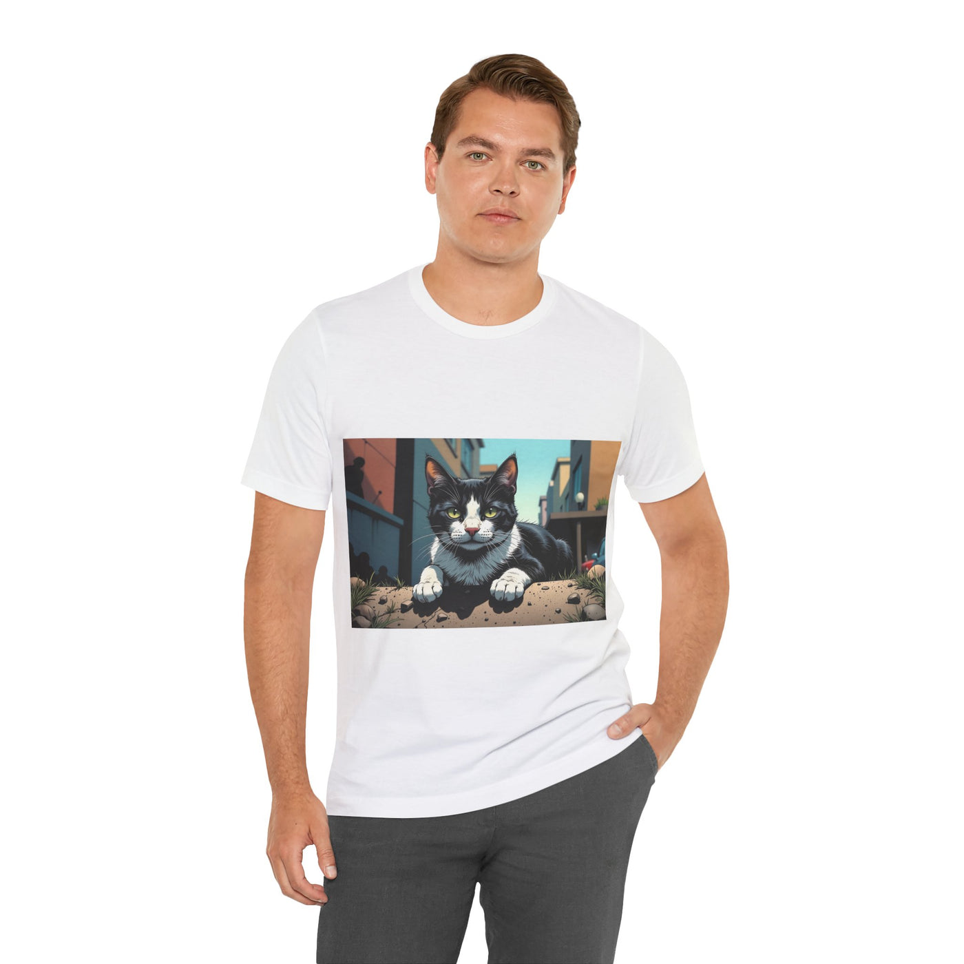 Cool Cat Graphic Tee style 1 - Unisex Jersey Short Sleeve Tee, Cat Lover Gift, Cute Cat T-Shirt, Casual Wear, Pet Owner Apparel