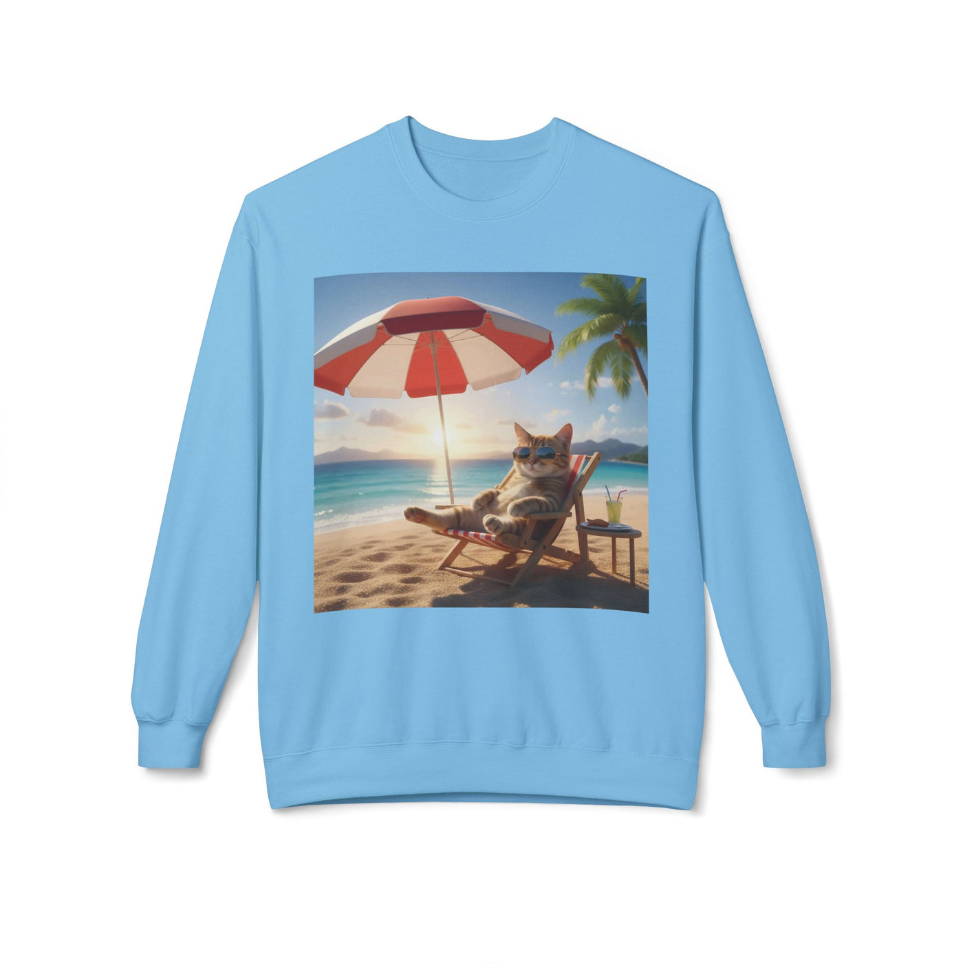 Beach Vibes Cat Crewneck Sweatshirt