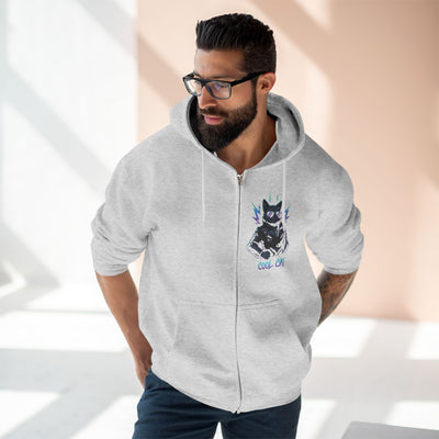 Cool Cat Unisex Zip Hoodie, Graphic Hoodie, Streetwear, Animal Lover Gift, Casual Wear, Skater Style