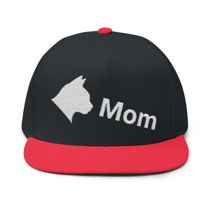 Stylish Embroidered Cat Mom Flat Bill Cap style 3