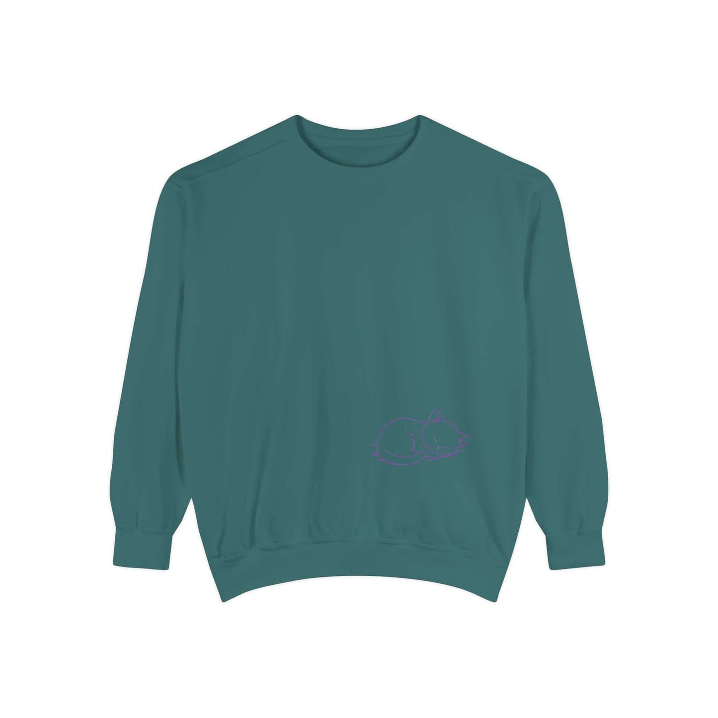Sleeping cat shadow Graphic Unisex Crewneck Sweatshirt style 2 Purple
