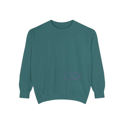 Sleeping cat shadow Graphic Unisex Crewneck Sweatshirt style 2 Purple