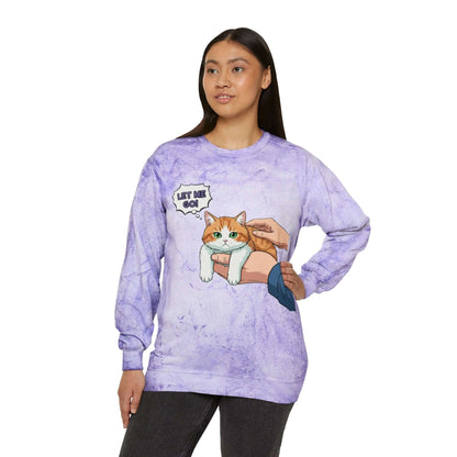 Let Me Go Cat Cozy Crewneck Sweatshirt Tie-Dye style 2