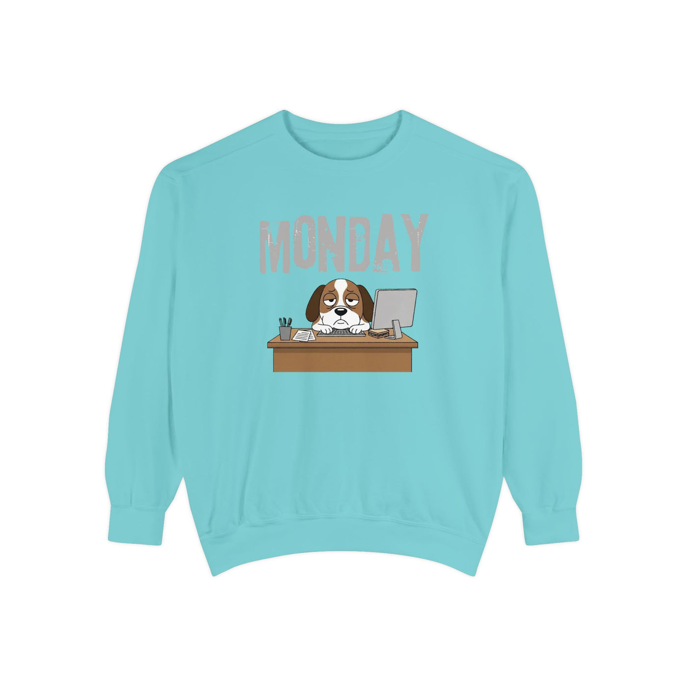 Monday Face Dog Stares Blankly Unisex Crewneck Sweatshirt style 6