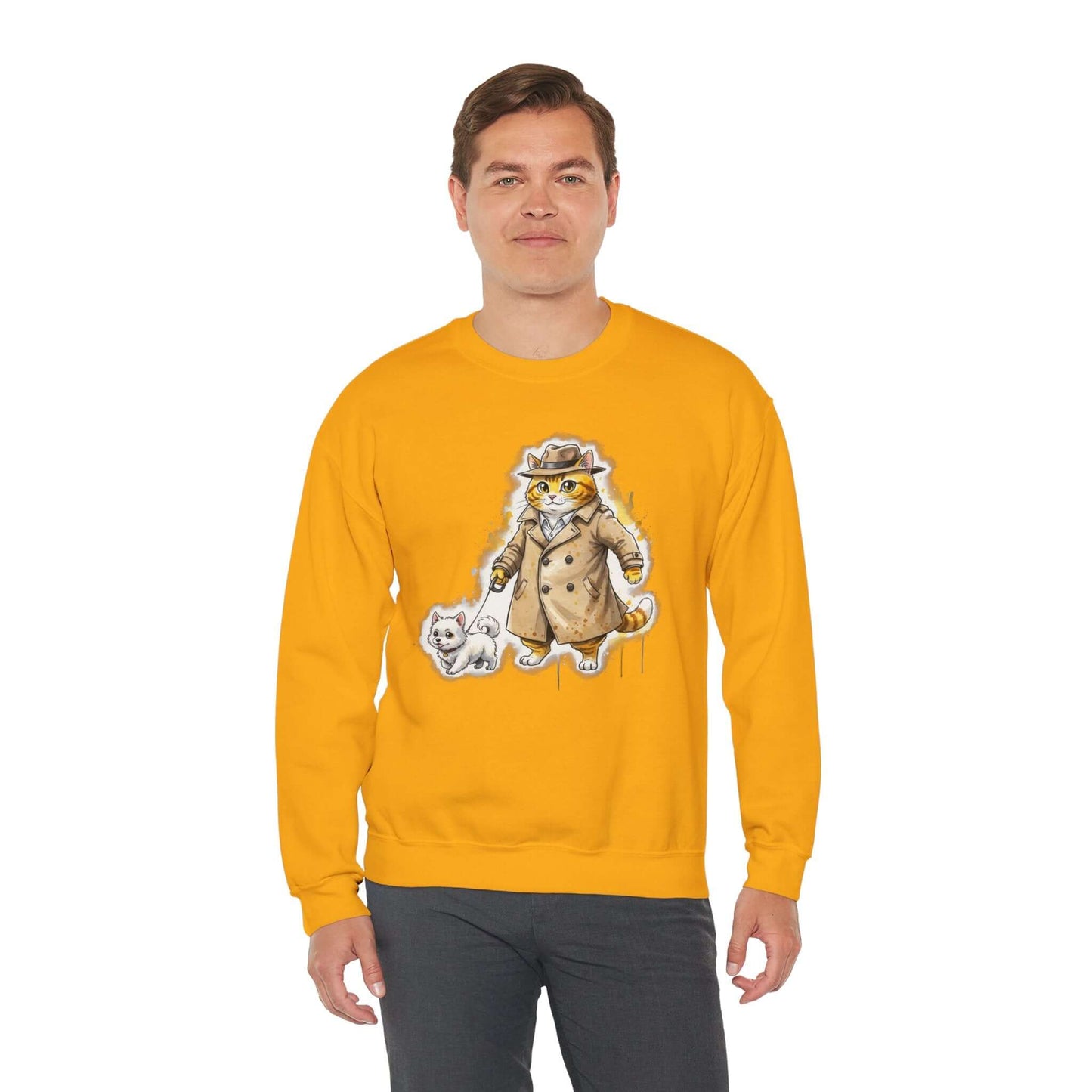 Watercolor Cat & Dog painting Unisex Crewneck Sweatshirt style 1
