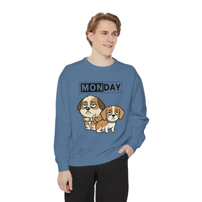 Monday Face Dog Stares Blankly Unisex Crewneck Sweatshirt style 1