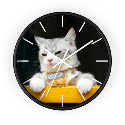 White Cat different colors Wall Clock