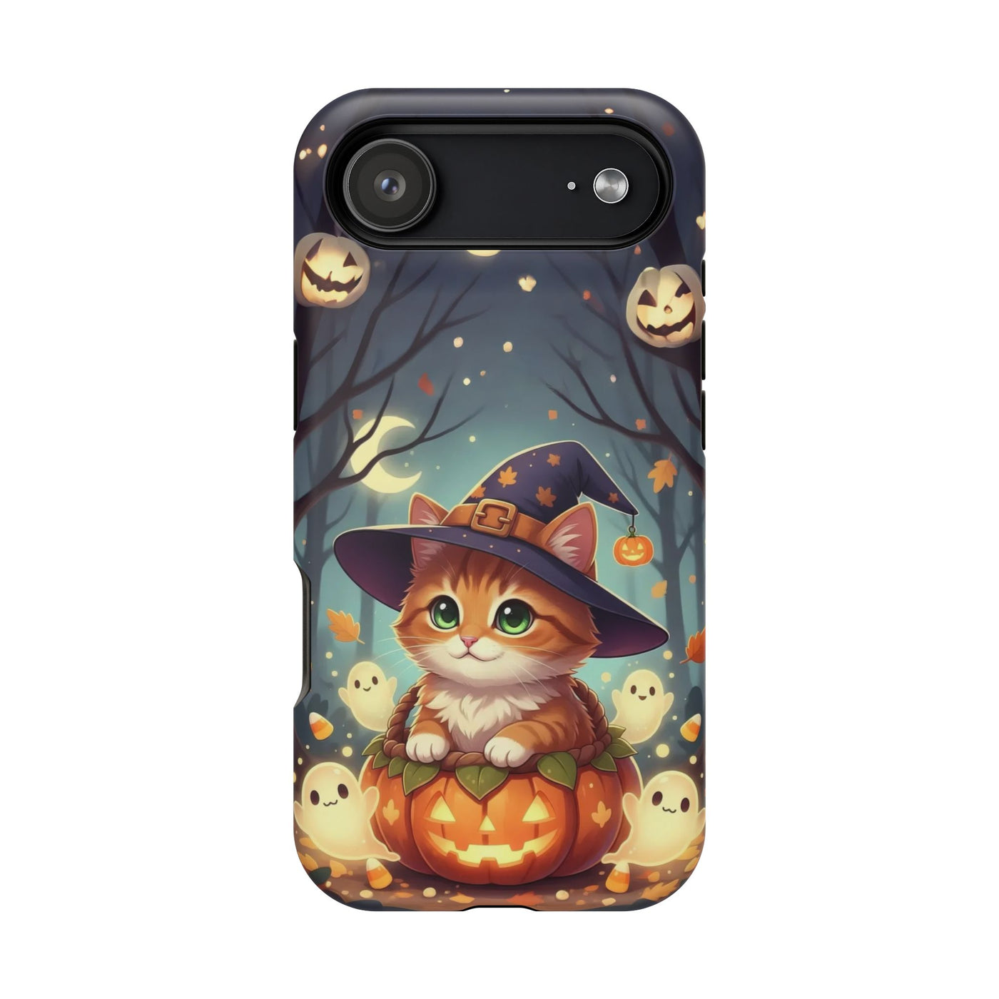 Halloween cute kitten anime style 3 Magnetic Phone Case, Cat Lover Gift, Impact-Resistant iPhone Case, Funny Pet Accessory, Unique Animal Design