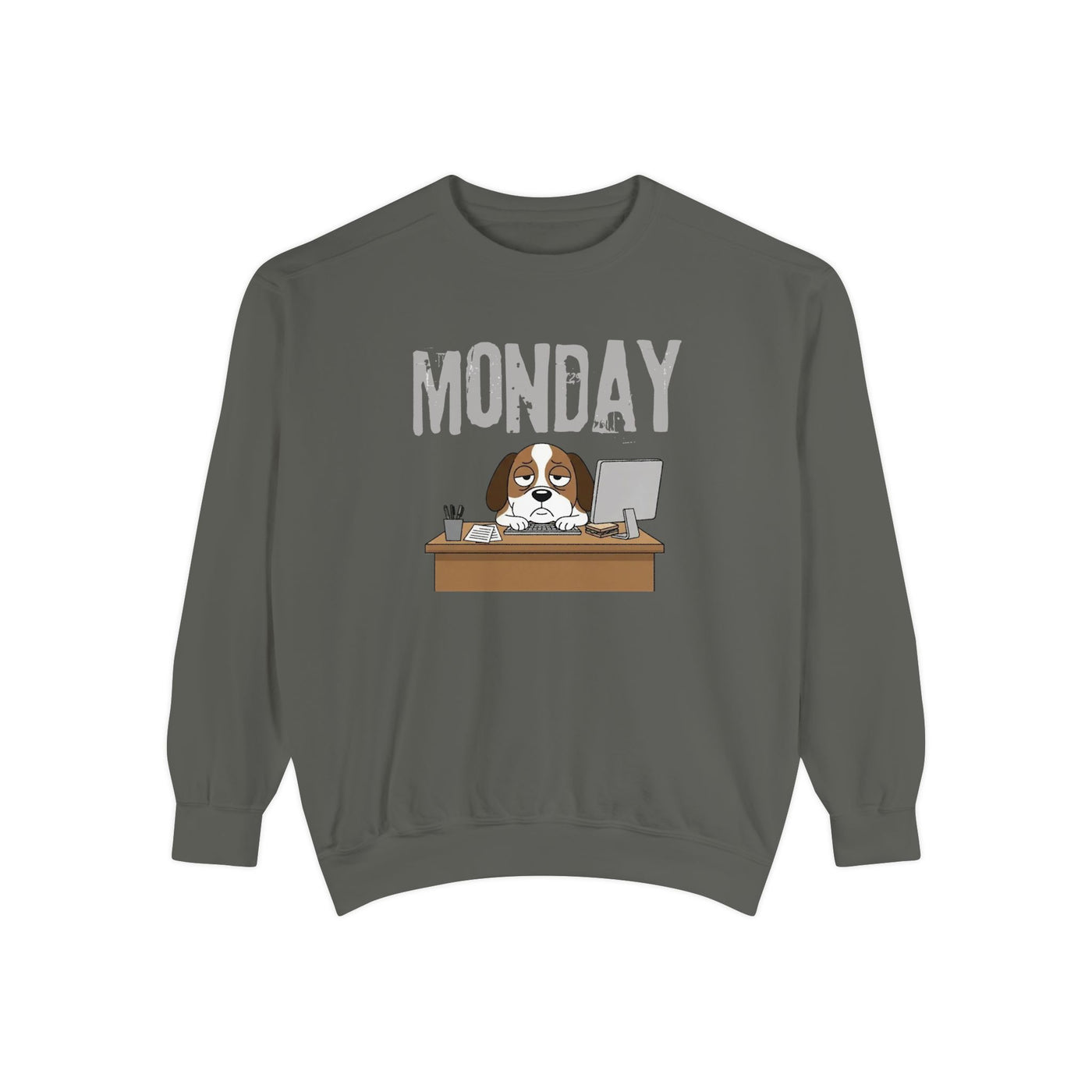 Monday Face Dog Stares Blankly Unisex Crewneck Sweatshirt style 6