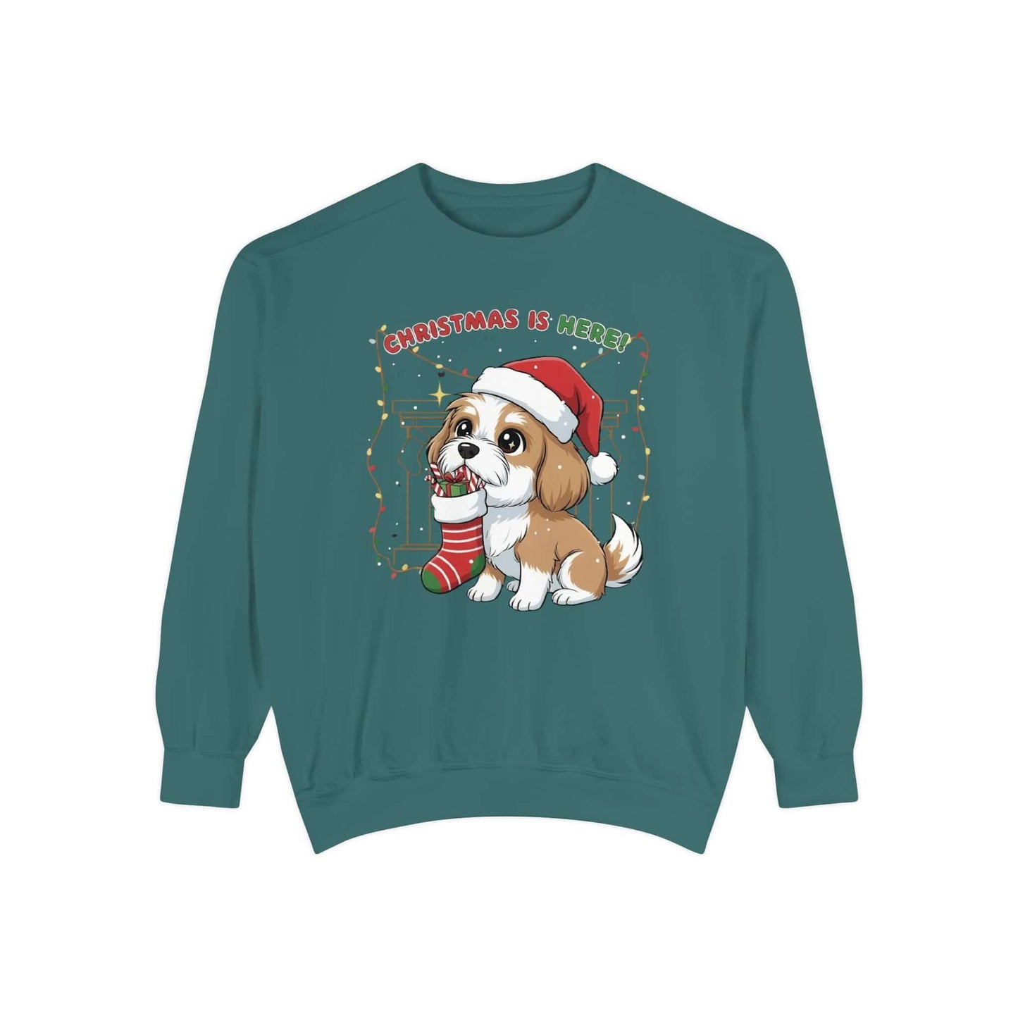 Puppy wait for Christmas presents Unisex Crewneck Sweatshirt style 5