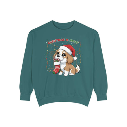 Puppy wait for Christmas presents Unisex Crewneck Sweatshirt style 5