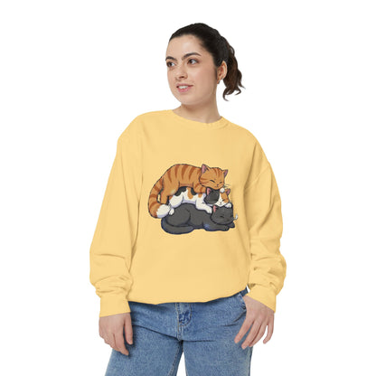 3 Cute Sleeping Cats Cozy Graphic Unisex Crewneck Sweatshirt style 6