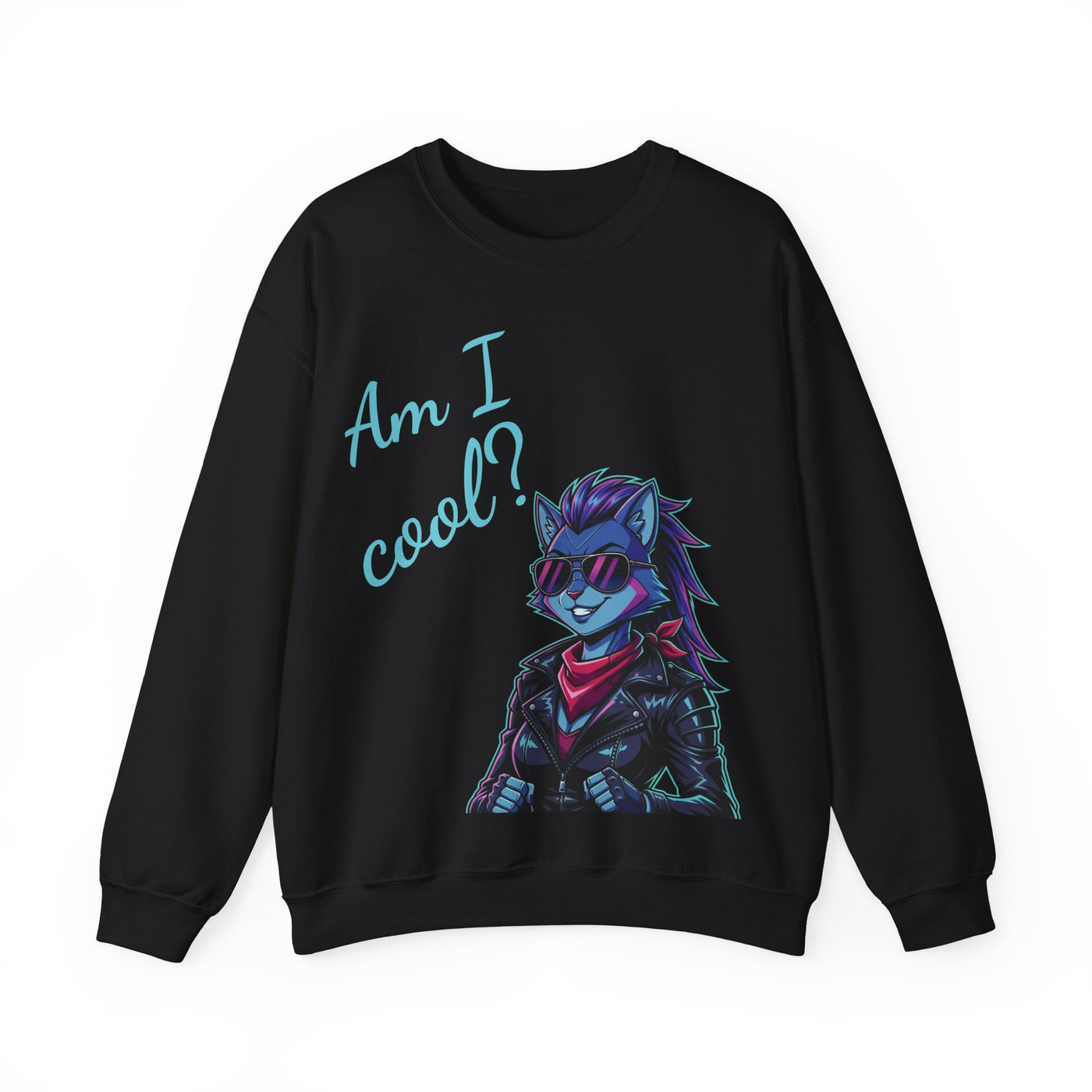 Cool Cat style 2 Unisex Crewneck Sweatshirt | Cozy Gift for Cat Lovers, Casual Wear, Unique Graphic Sweatshirt, Birthday Gift, Everyday Style