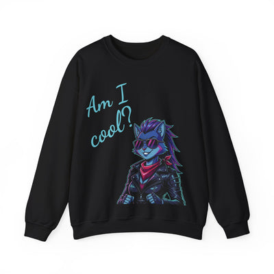 Cool Cat style 2 Unisex Crewneck Sweatshirt | Cozy Gift for Cat Lovers, Casual Wear, Unique Graphic Sweatshirt, Birthday Gift, Everyday Style