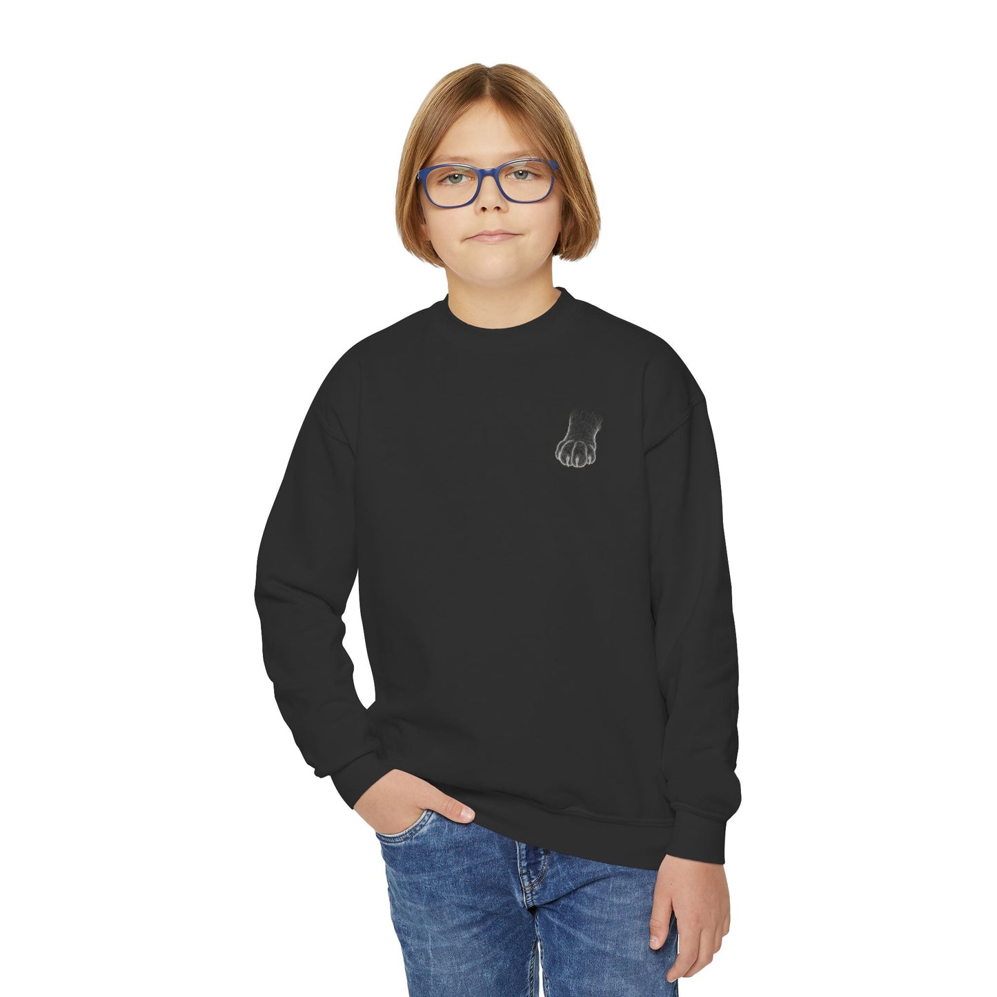 Black Cat - Cozy Unisex Youth Crewneck Sweatshirt style 1
