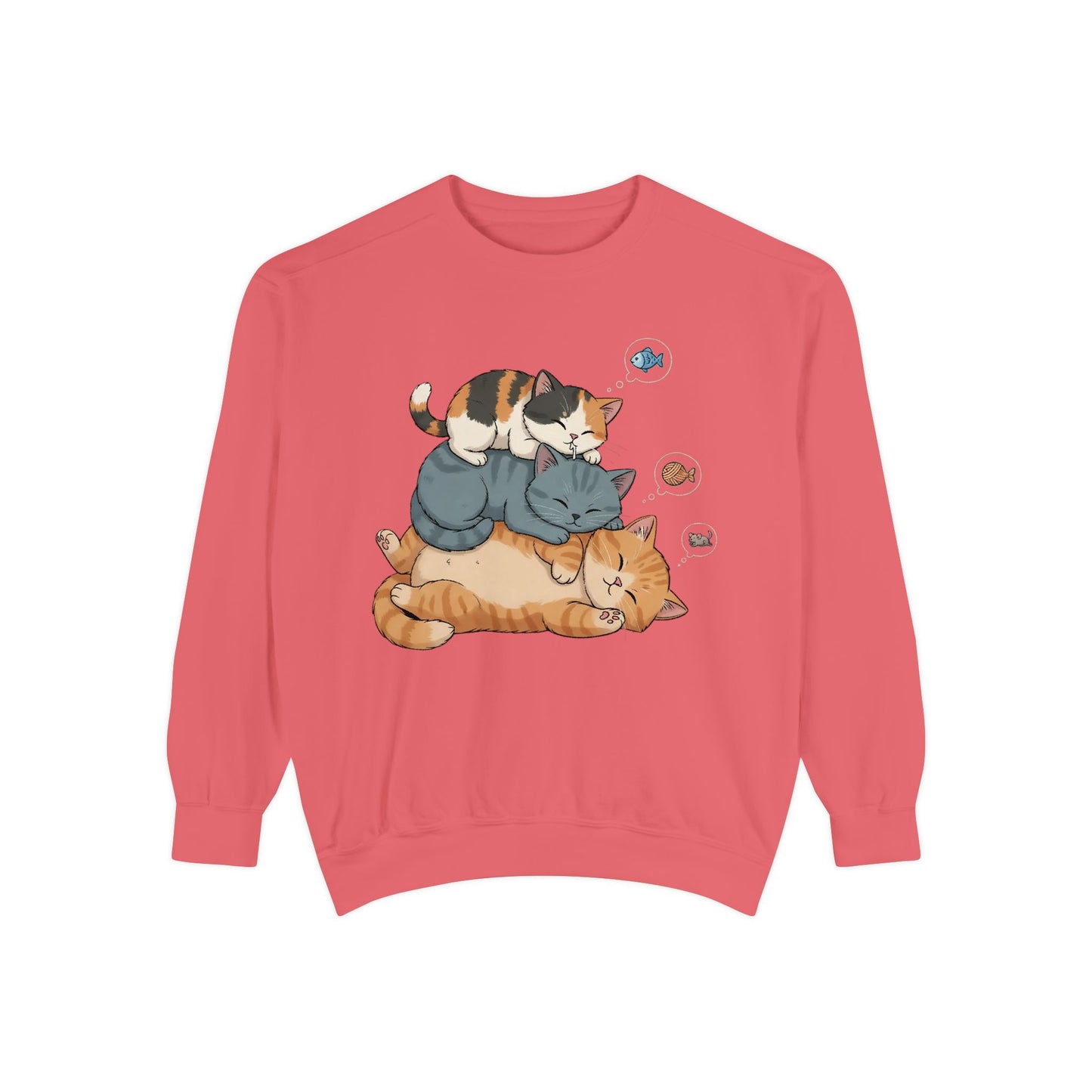 3 Cute Sleeping Cats Cozy Graphic Unisex Crewneck Sweatshirt style 2