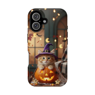 Halloween cute kitten photo style 1 Magnetic Phone Case, Cat Lover Gift, Impact-Resistant iPhone Case, Funny Pet Accessory, Unique Animal Design
