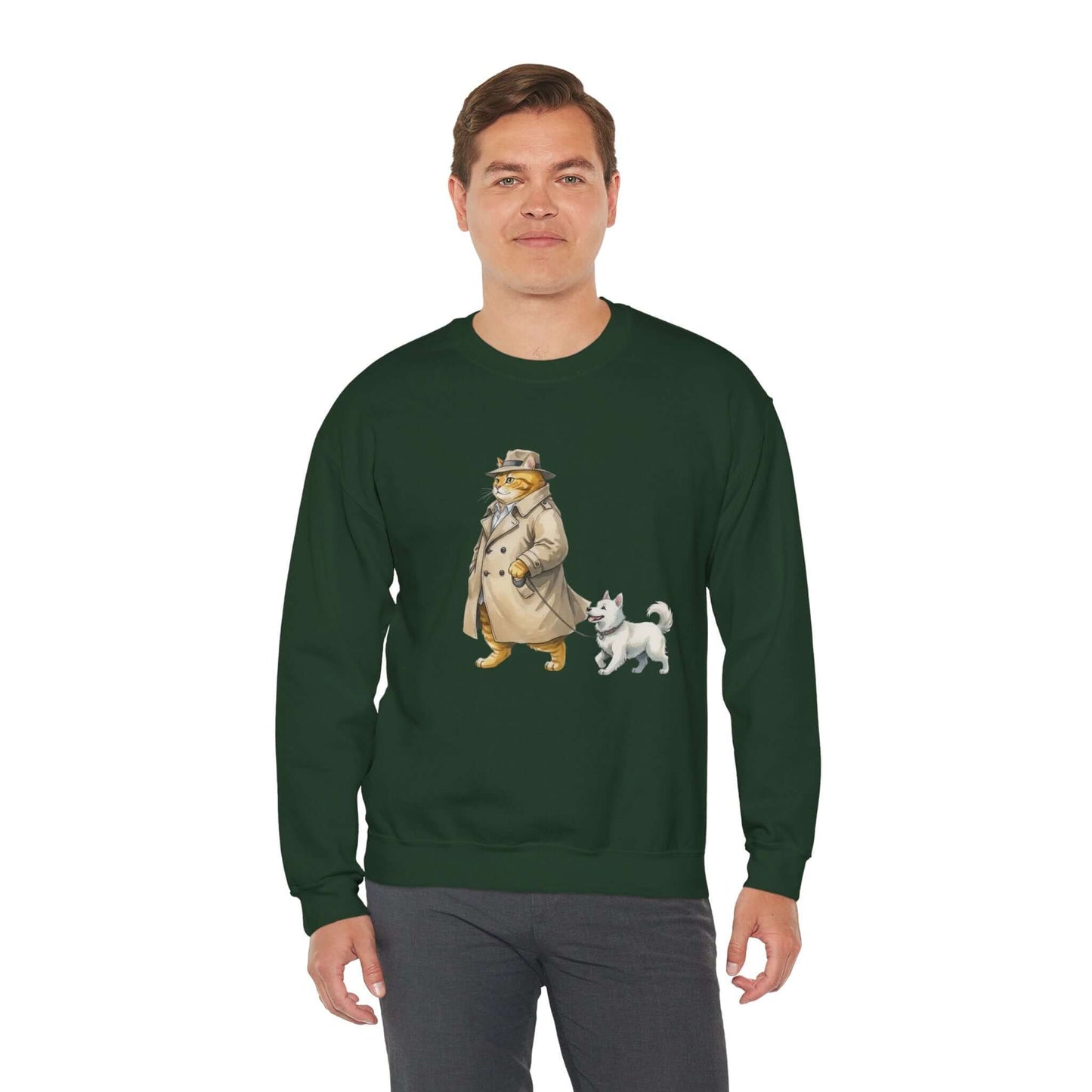 Watercolor Cat & Dog painting unisex Crewneck Sweatshirt style 2