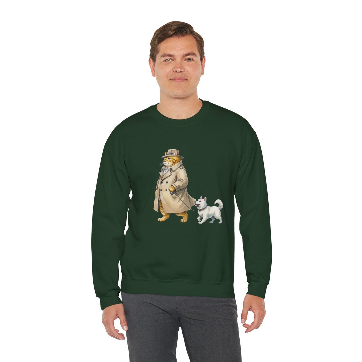 Watercolor painting style 11 Men & Women Cute Cat Pile Crewneck Sweatshirt