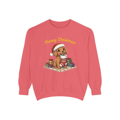Puppy wait for Christmas presents Unisex Crewneck Sweatshirt style 2