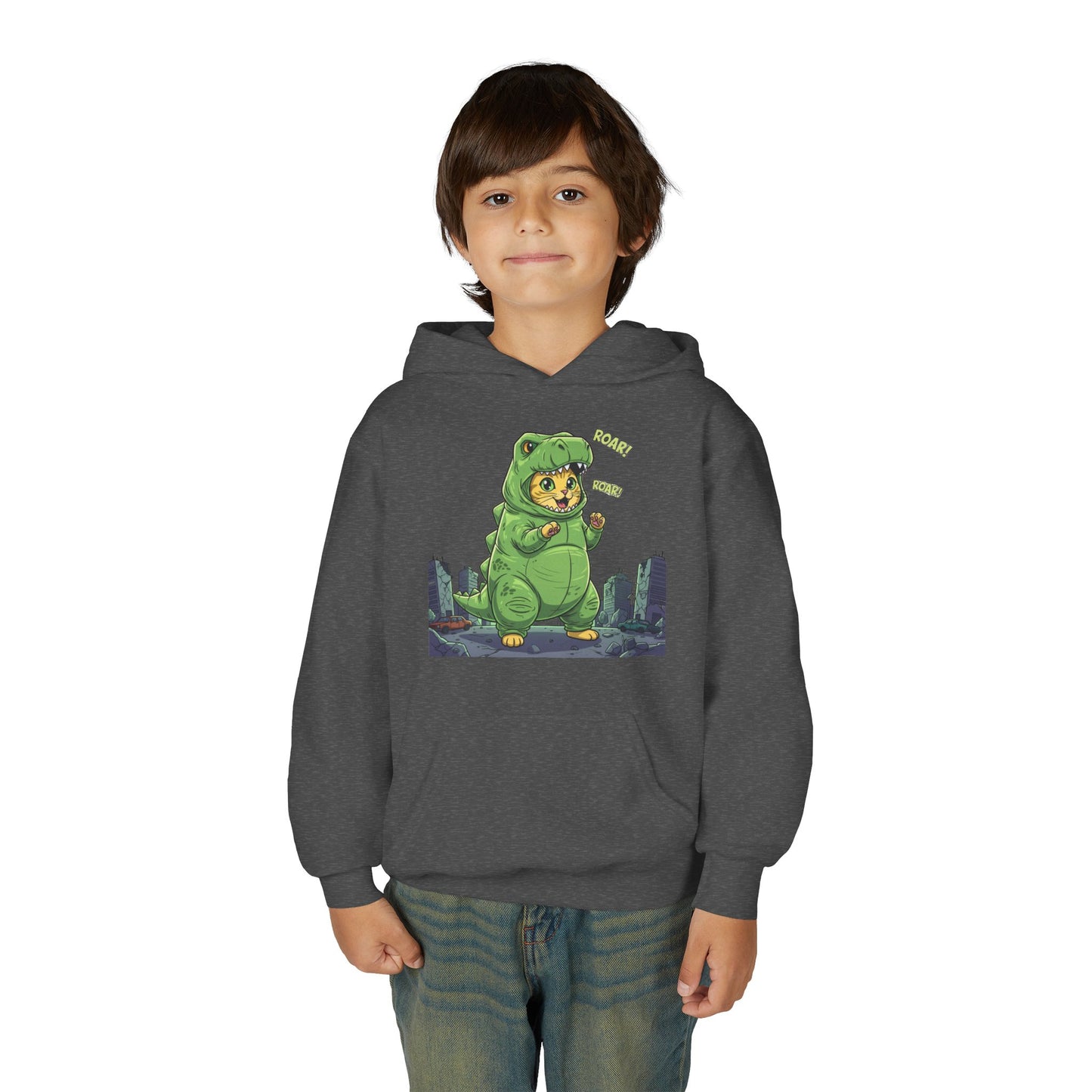 Cat cosplay Godzilla Unisex Kids Hoodie style 2
