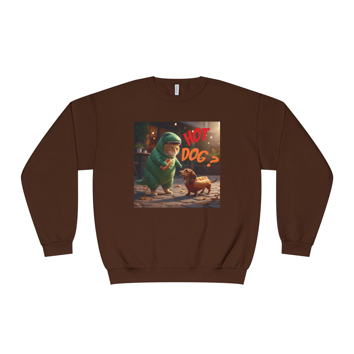 Tyrannosaurus Cat & Hot Dog Unisex NuBlend® Crewneck Sweatshirt
