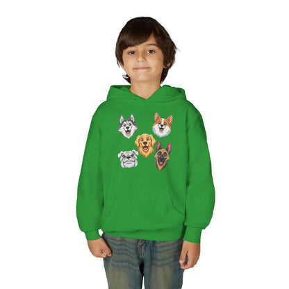Fun Dog Heads Unisex Youth & Kids Heavy Blend Hoodie