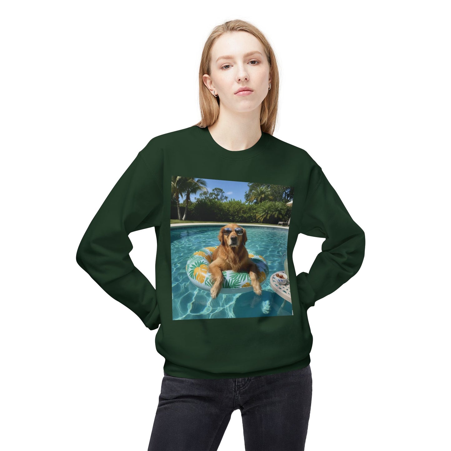 Swimming Pool Vibes Graphic Dog Unisex Crewneck Sweatshirt
