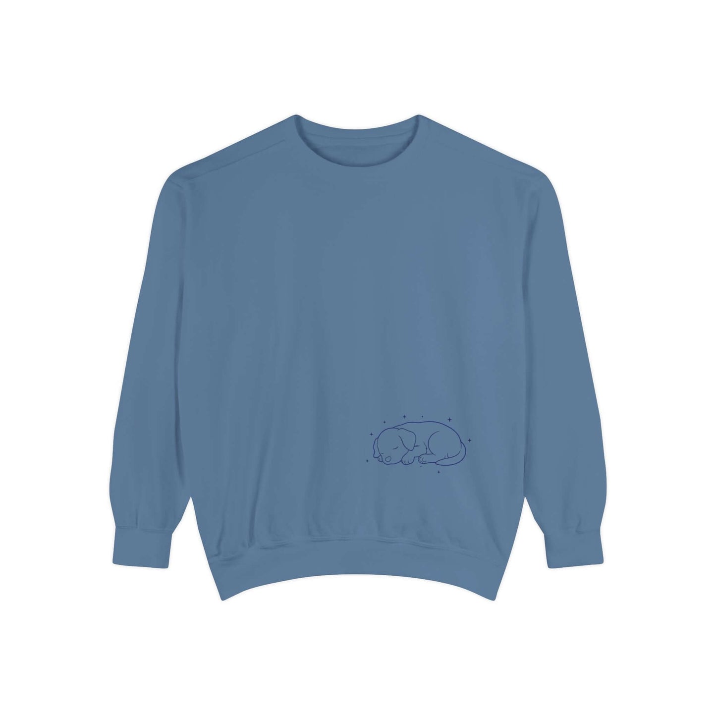 Sleeping dog shadow Cozy Graphic Unisex Crewneck Sweatshirt - Blue
