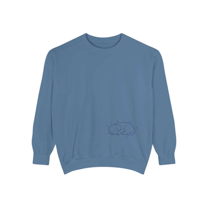 Sleeping dog shadow Cozy Graphic Unisex Crewneck Sweatshirt - Blue