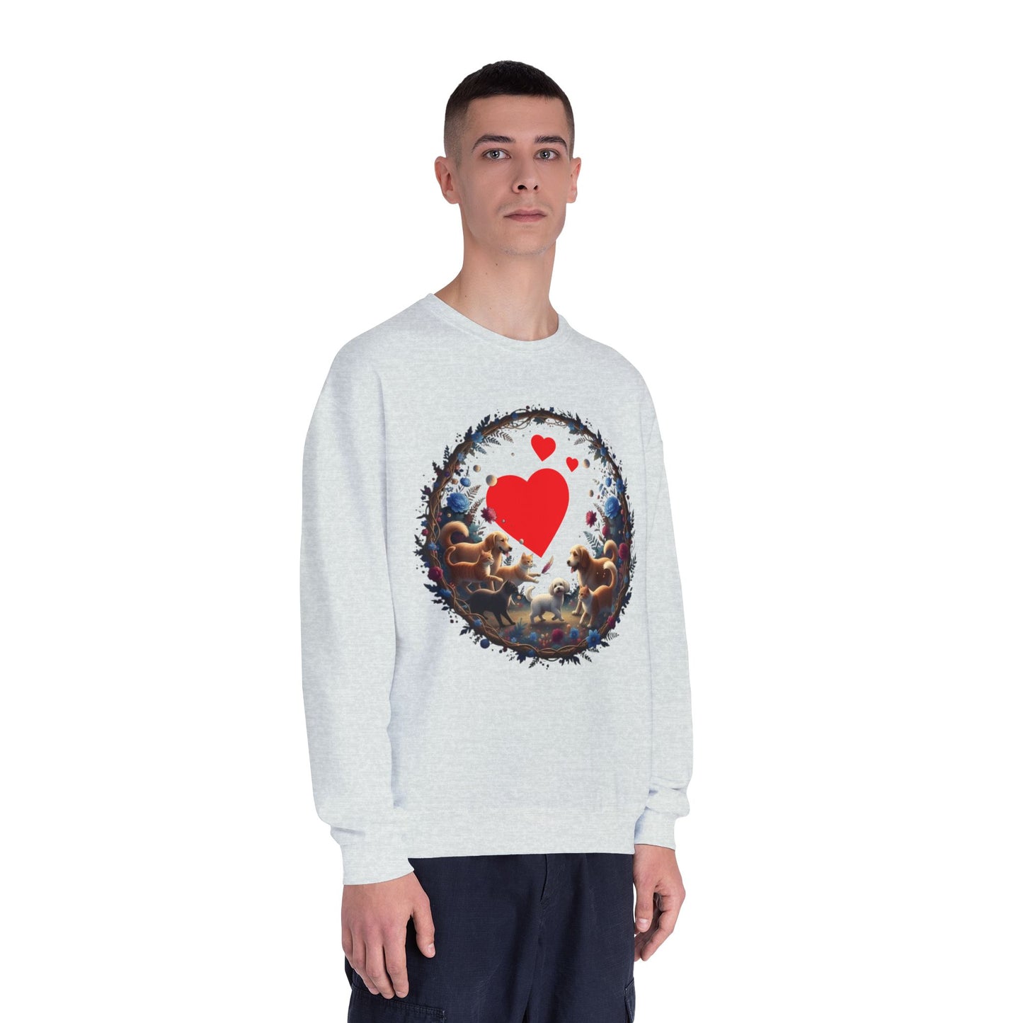 Cats & Dogs Full of Love Unisex NuBlend Crewneck Sweatshirt