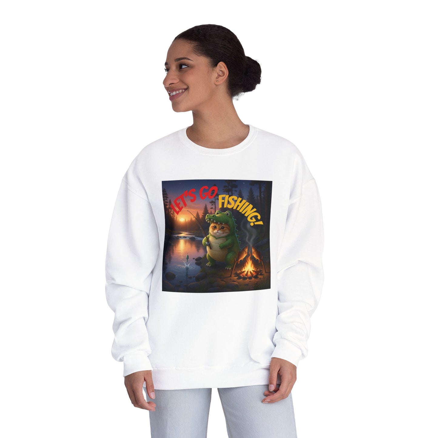 Crocodile Cat Fishing Unisex NuBlend Sweatshirt style 2