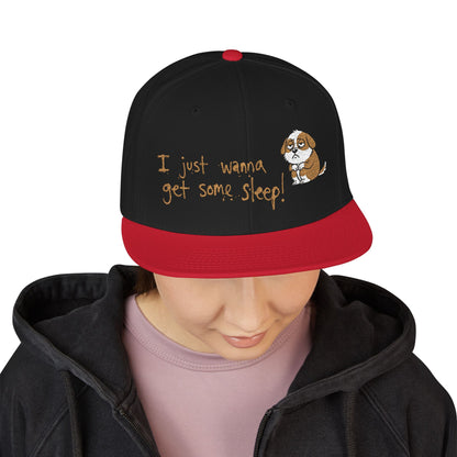 I just wanna get some sleep Embroidered Cute Puppy Snapback Hat