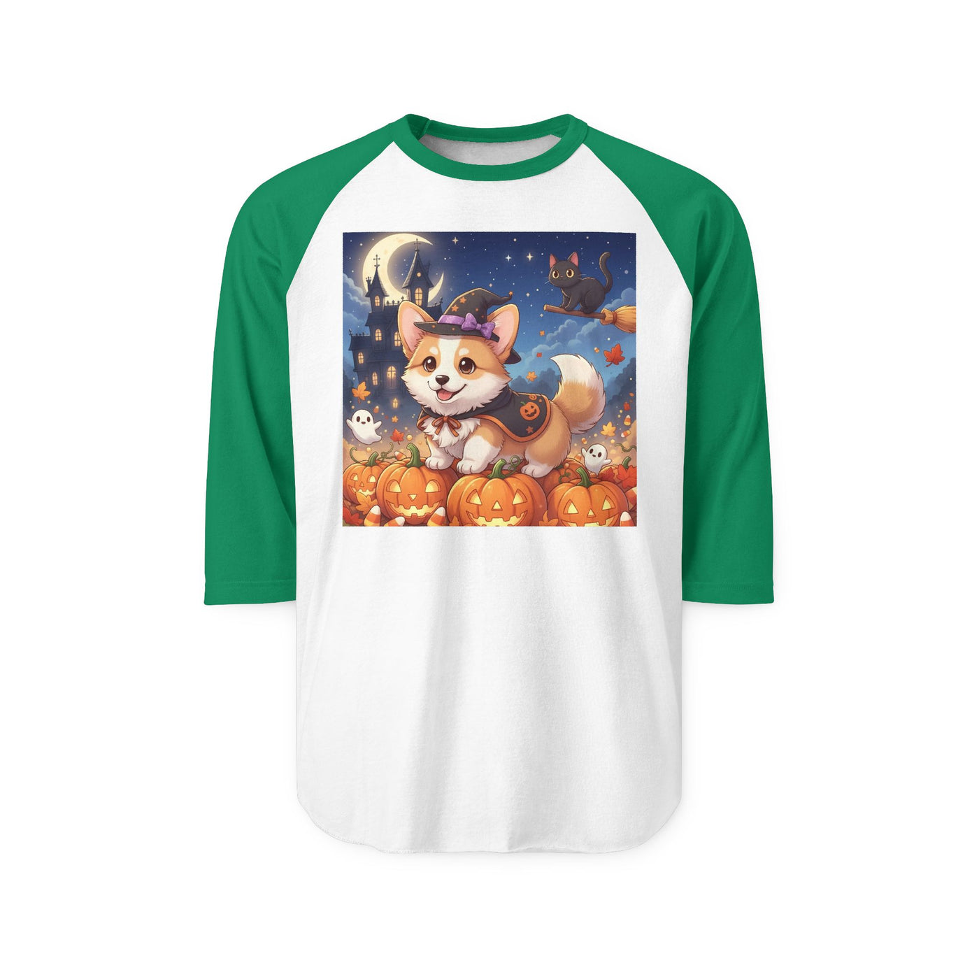 Halloween cute puppy anime style 4 Raglan Shirt, Cute Pet Shirt, Fall Apparel, Unisex Halloween Outfit, Gift for Dog Lovers, Spooky Season Tee