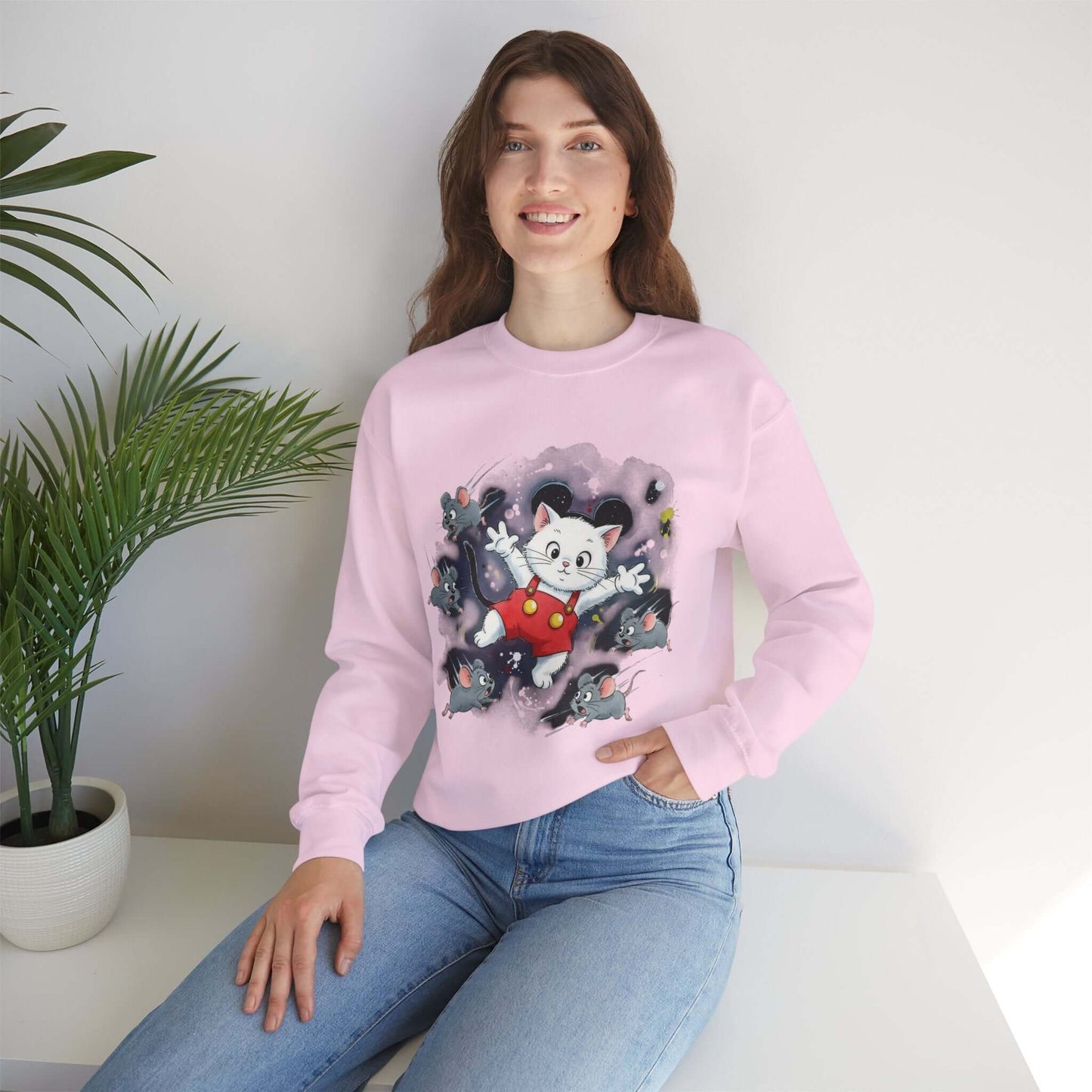 Watercolor Cat painting Unisex Crewneck Sweatshirt style 2