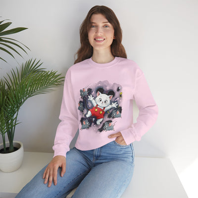 Watercolor painting style 2 Men & Women Cute Cat Pile Crewneck Sweatshirt