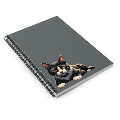Black Cat Spiral Notebook (Dark Grey) - Cute Cat Design, Pet Lover Journal, School Supplies, Gift for Cat Owners, Cute Stationery