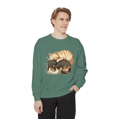 3 Cute Sleeping Cats Cozy Graphic Unisex Crewneck Sweatshirt style 4