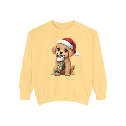 Puppy wait for Christmas presents Unisex Crewneck Sweatshirt style 4