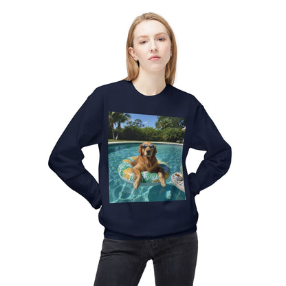 Swimming Pool Vibes Graphic Dog Unisex Crewneck Sweatshirt