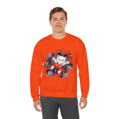 Watercolor painting style 2 Men & Women Cute Cat Pile Crewneck Sweatshirt
