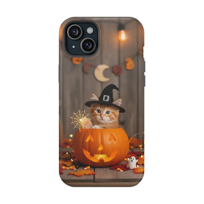 Halloween cute kitten photo style 2 Magnetic Phone Case, Cat Lover Gift, Impact-Resistant iPhone Case, Funny Pet Accessory, Unique Animal Design